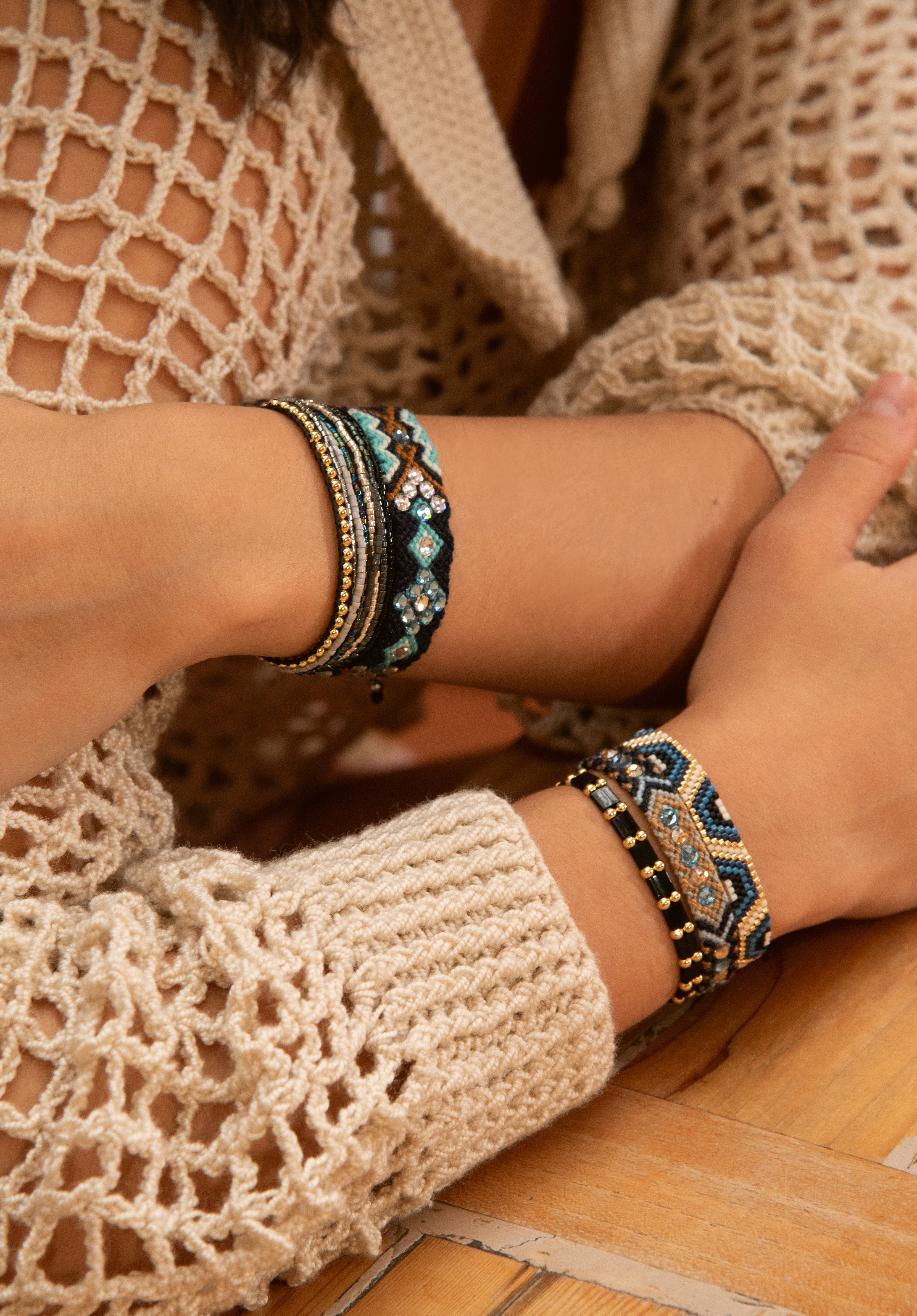 Wayuu Skinny bracelet - Blue Beach