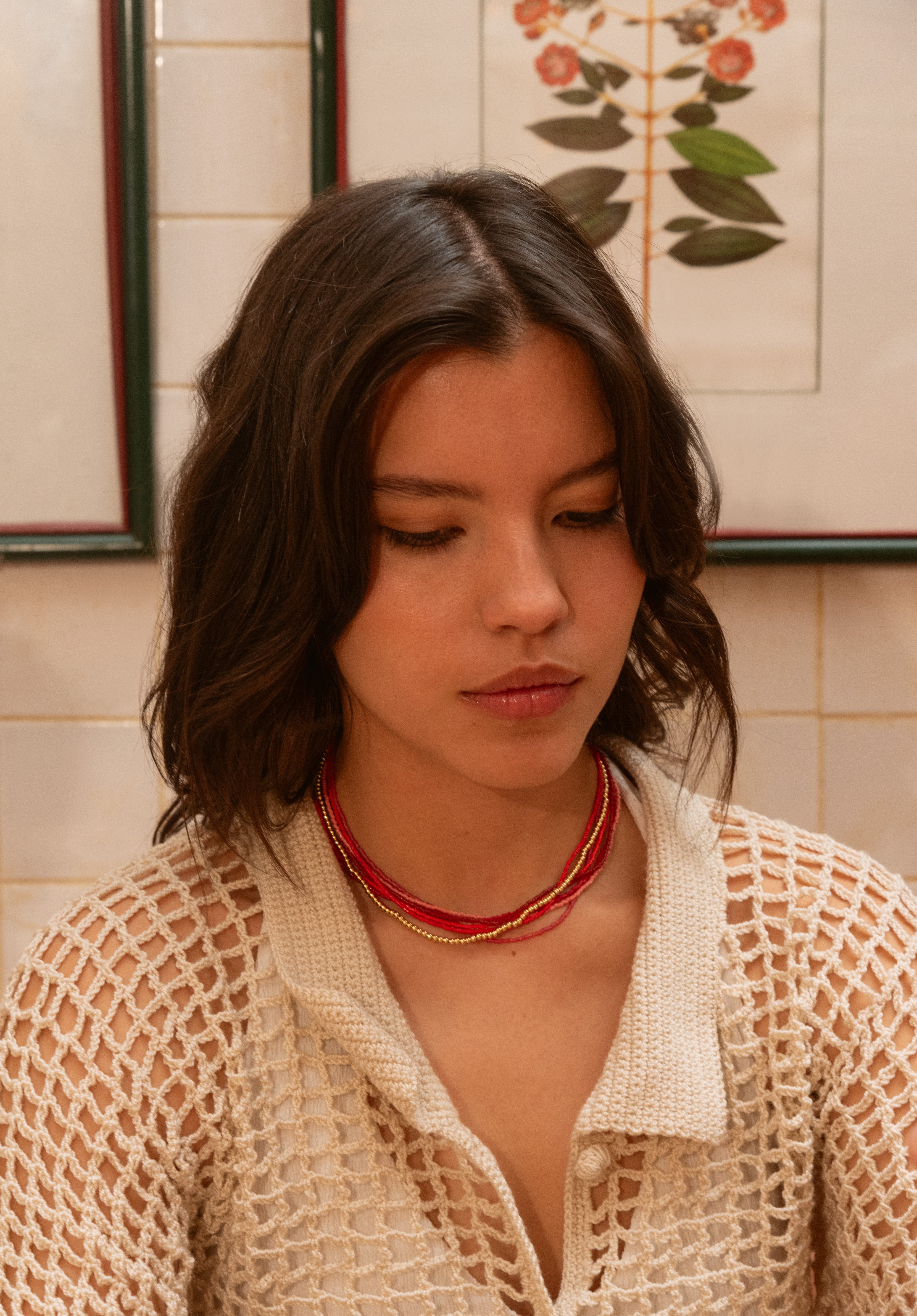 Miyuki Beads Necklace- Scarlet