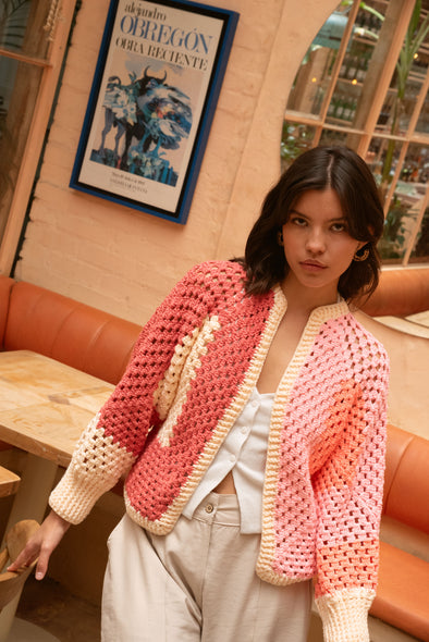 Hand Crochet Rose Cardigan - Adult