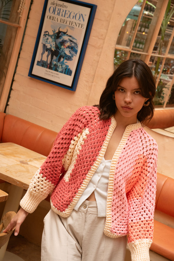 Hand Crochet Rose Cardigan - Adult