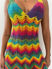 Crocheted Dress - Rainbow
