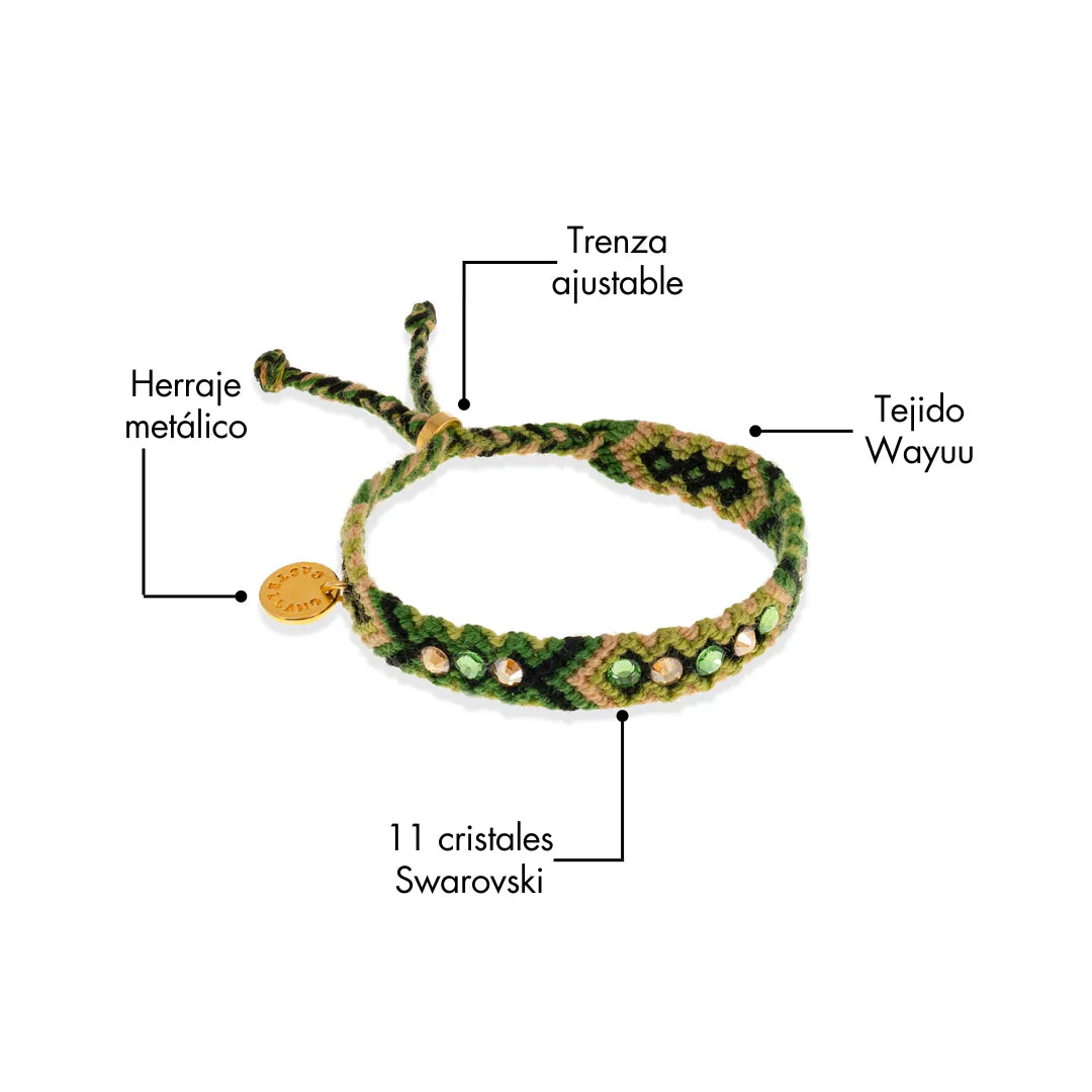Wayuu Skinny bracelet - Nature Green