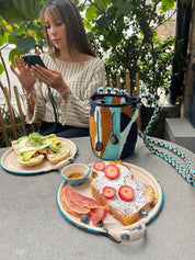 MAKKI MINI POUCH WITH POM POMS OCEAN