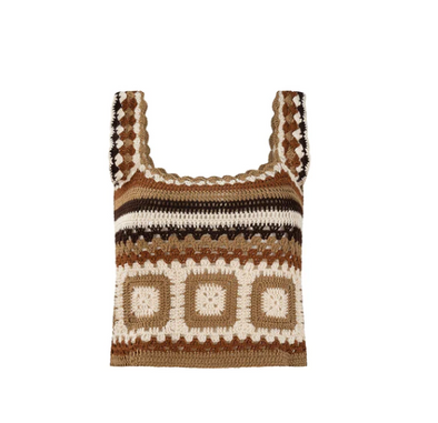 Crochet Knitted Top - Brown