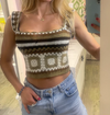 Crochet Knitted Top - Brown