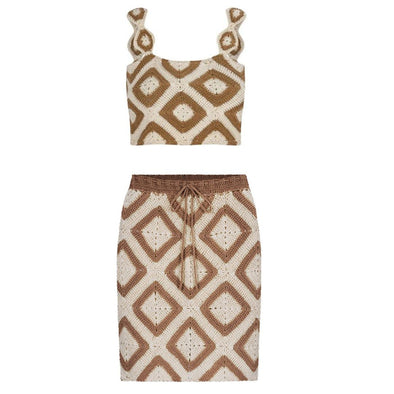 SET TOP AND SKIRT - Brown