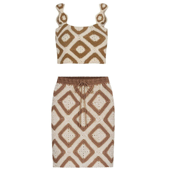 SET TOP AND SKIRT - Brown