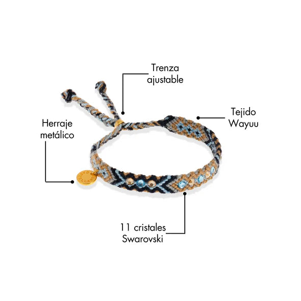 Wayuu Skinny bracelet - Blue Beach