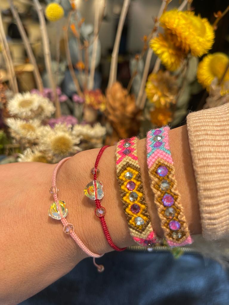 Macrame Swarovski Bracelet - Rose