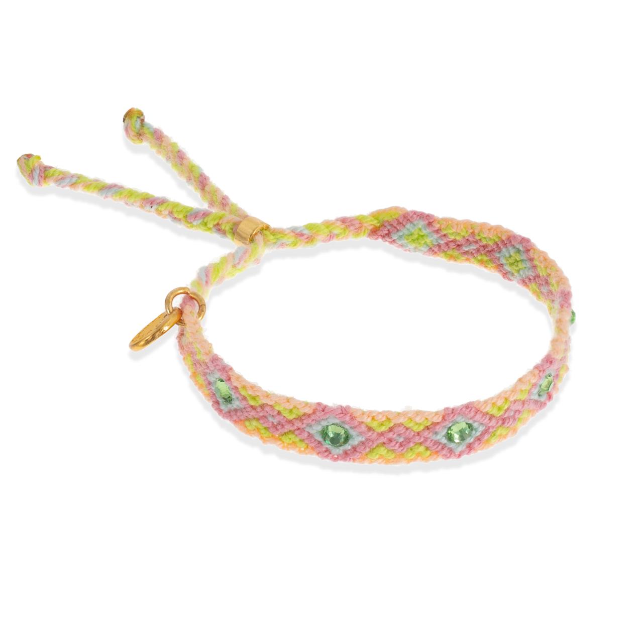 Wayuu Skinny bracelet  (6 Crystals)-Limon