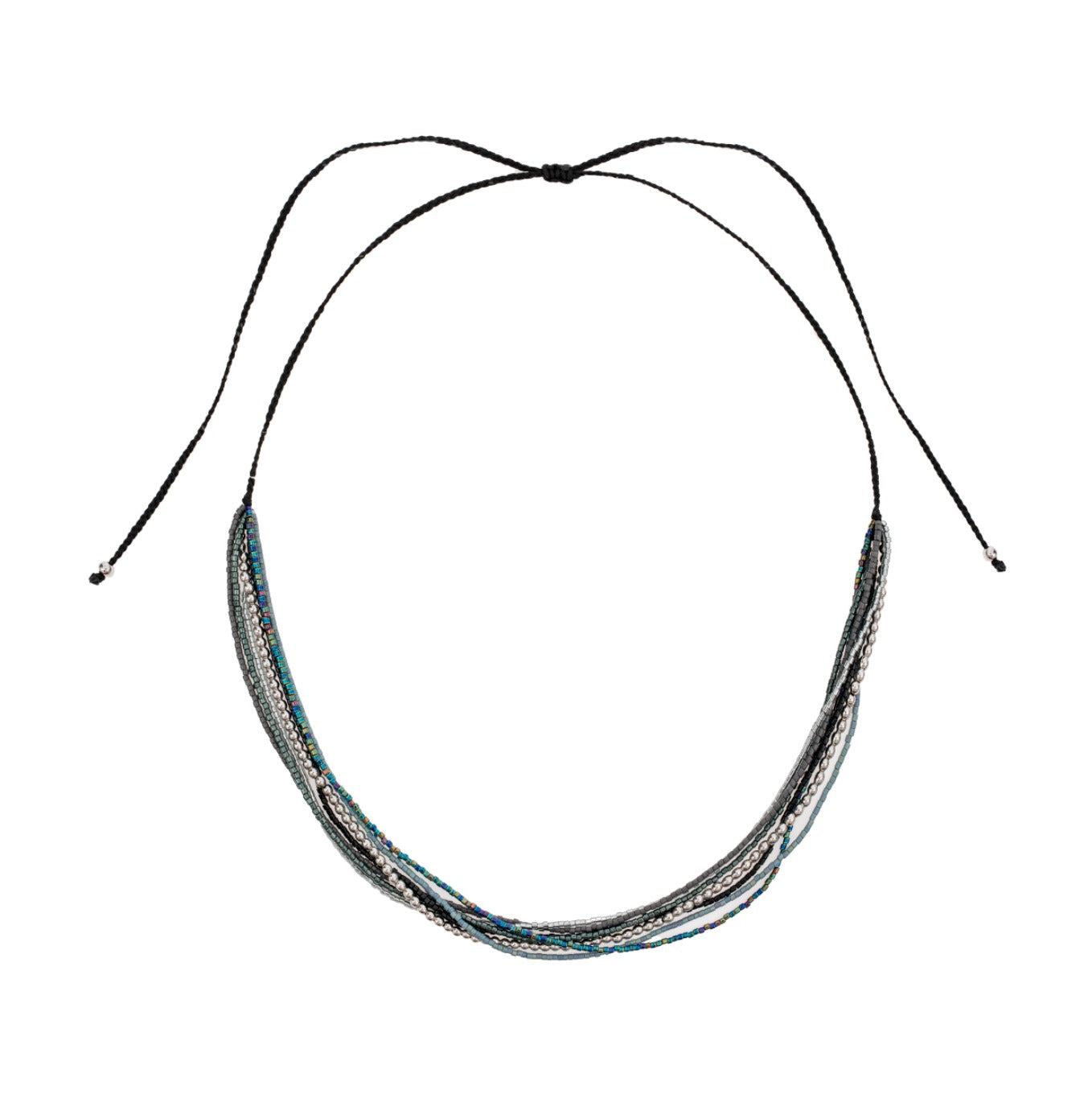 Miyuki Beads Necklace- Silver
