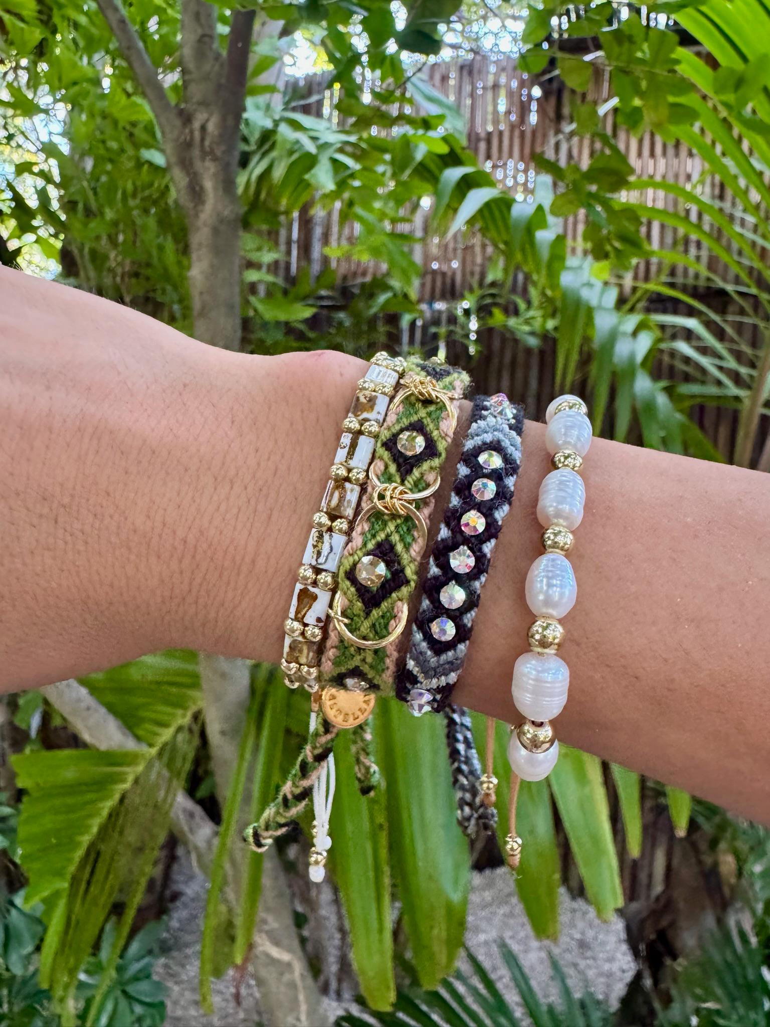 Free Spirit Hoops Bracelet  | Nature Green