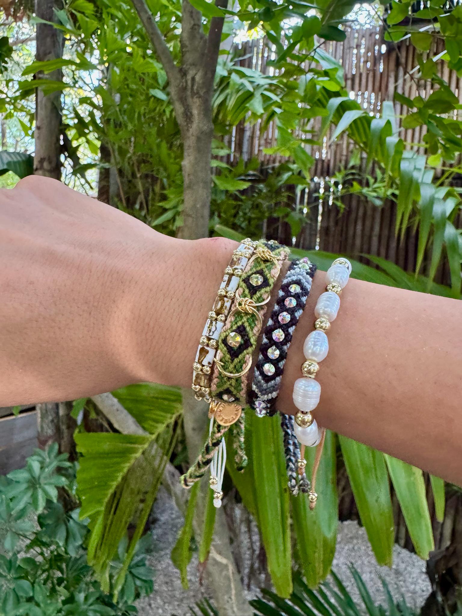 Free Spirit Hoops Bracelet  | Nature Green