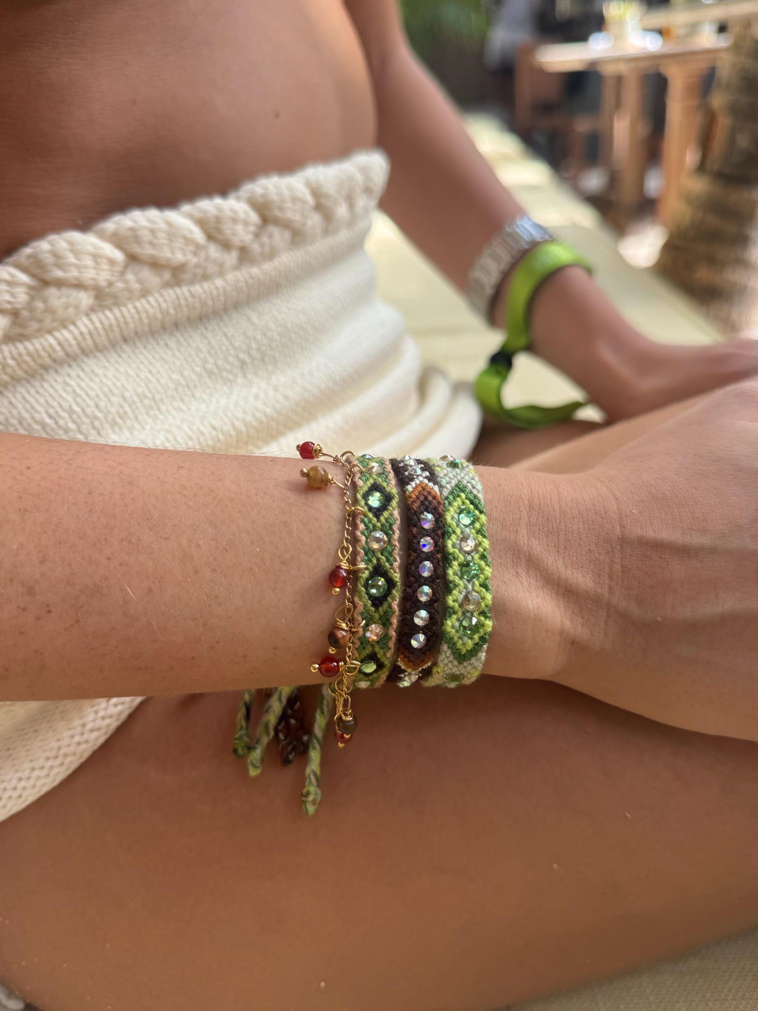 Wayuu Skinny Bracelet | Nature Green