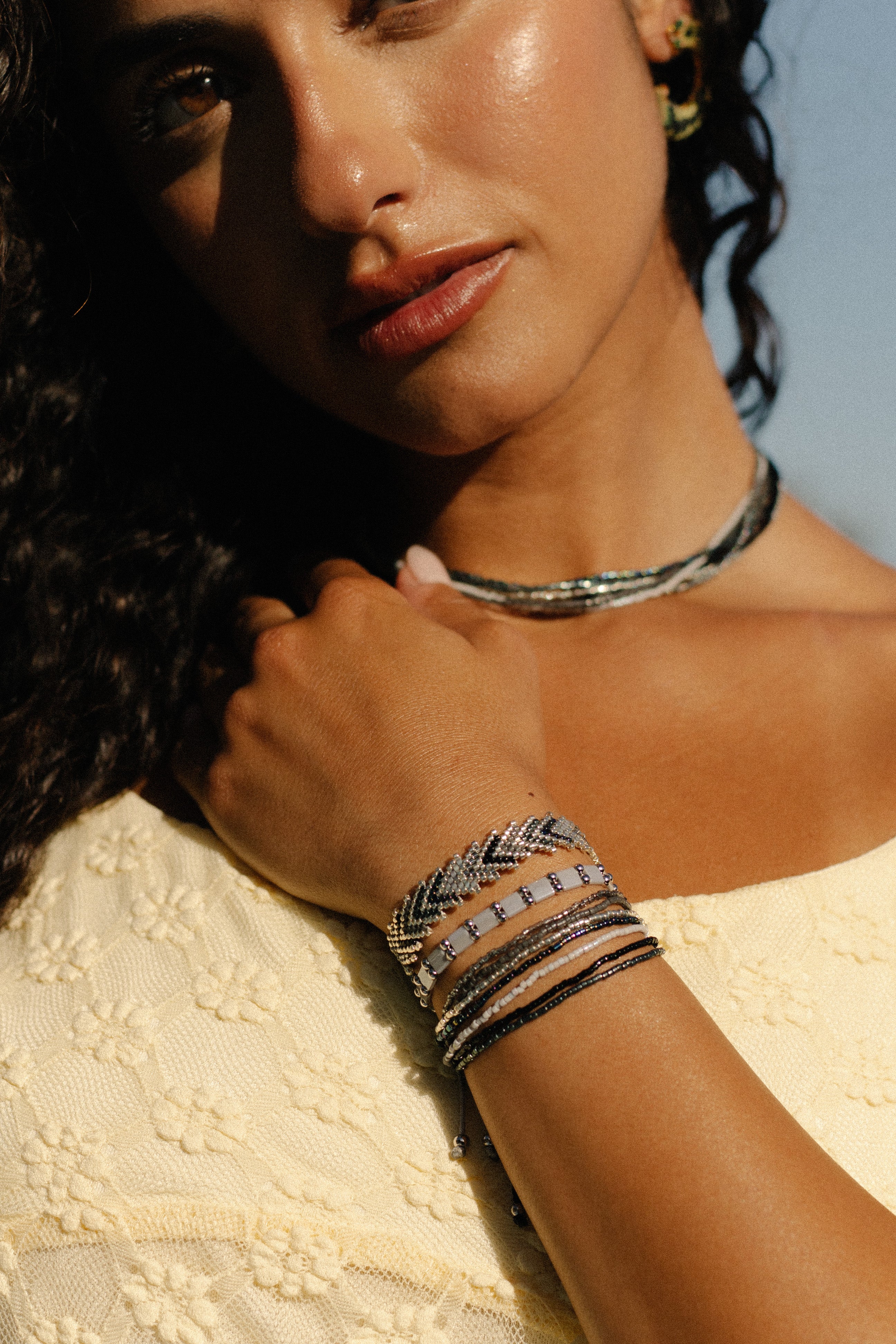 Sahara  Miyuki Bracelet- Silver