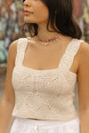 Top Makki unicolor Crochet - Crema