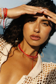 Miyuki Beads Necklace- Scarlet