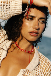 Miyuki Beads Necklace- Scarlet