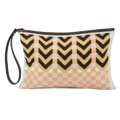 Wayuu Clutch - Kululu brown-baby pink
