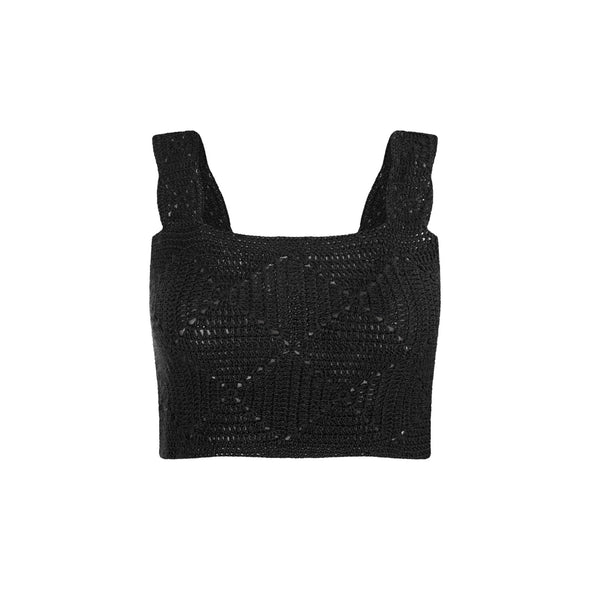 Top Makki unicolor Crochet - Black