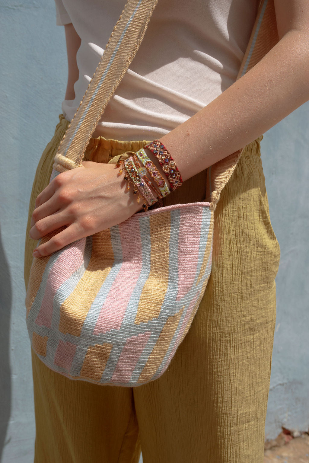 Crossbody Bucket Bag - Cream