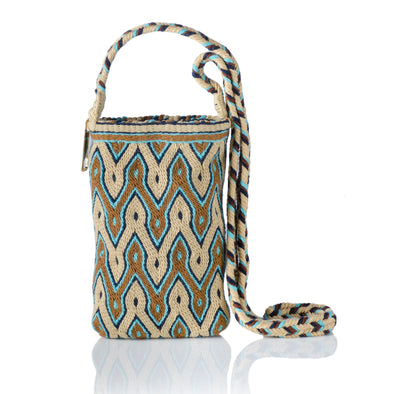 Makki Mini Wayuu Crossbody Bag - Beige/Blue